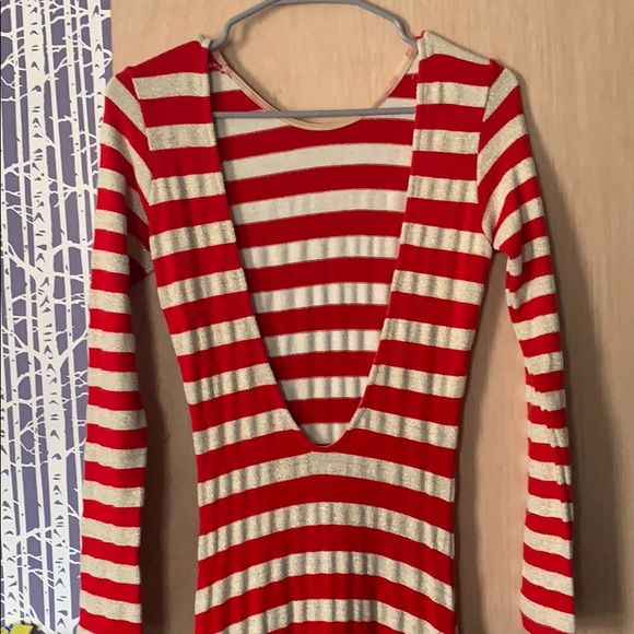 Red/White striped floor length dress - Picture 5 of 5